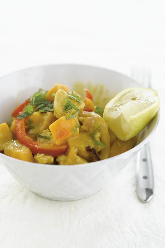 Stoofpotje met pompoen, kokos en tempeh