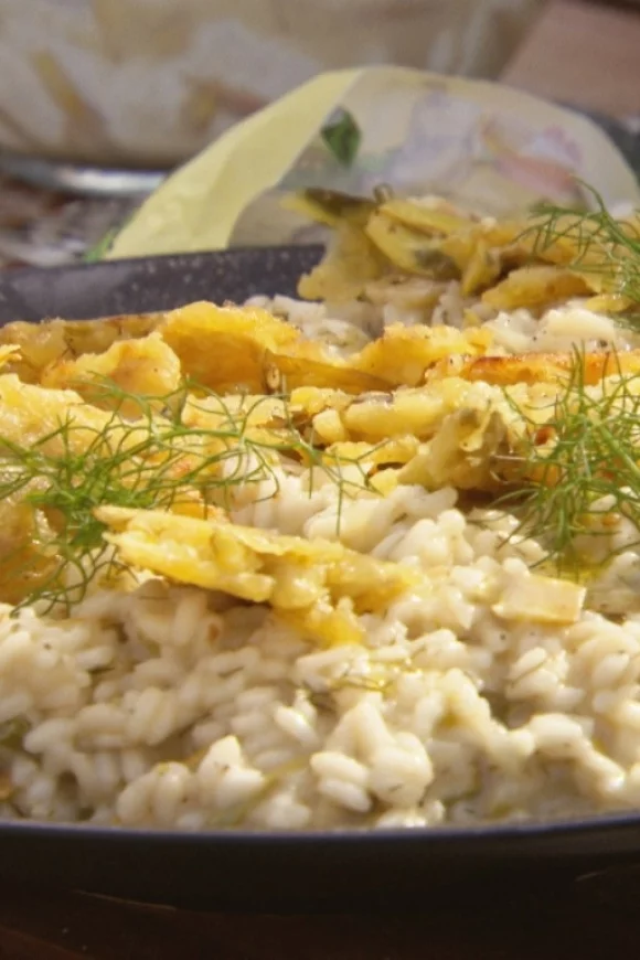 Risotto met wilde venkel en artisjok