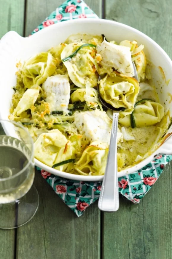 Gebakken pasta met schelvis