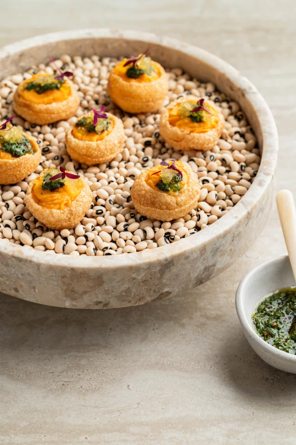 Pani puri met zoete aardappel