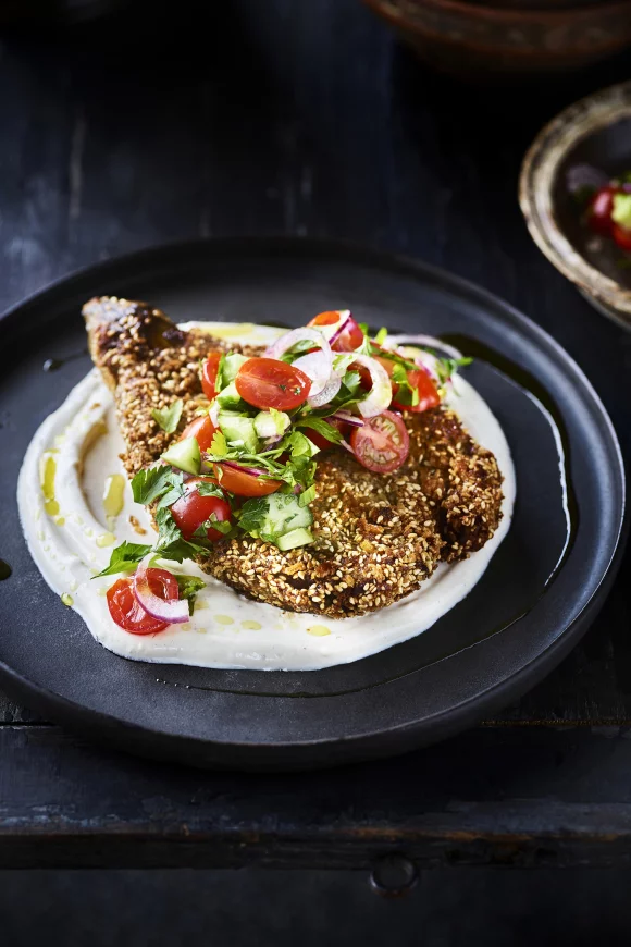 Aubergineschnitzel op z’n Libanees