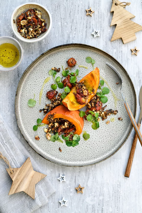 Geroosterde pompoen met notencrumble