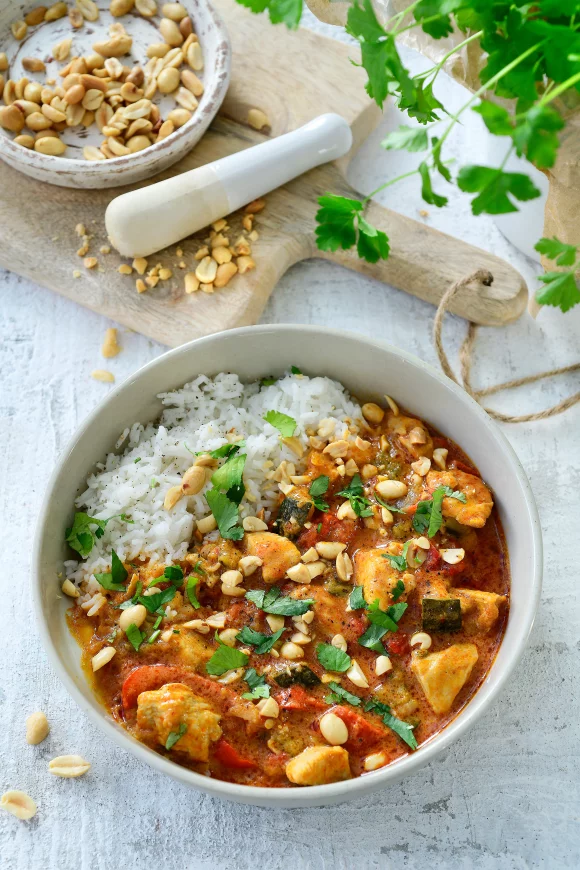 Rode curry met kip en groentjes