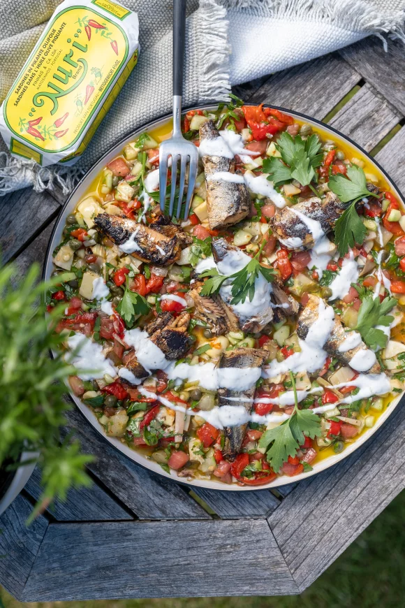 Gegrilde sardines met tartaar van groenten
