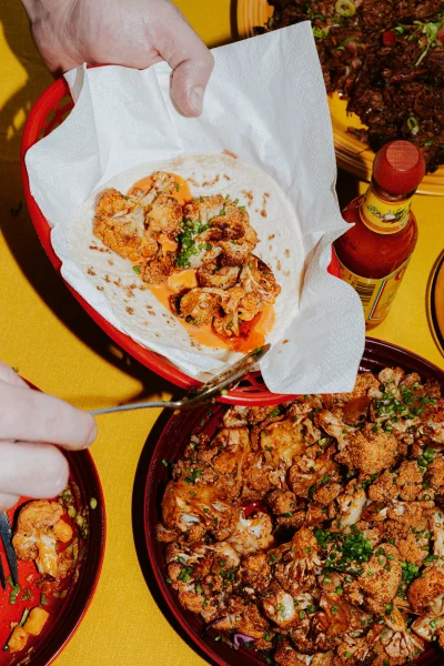 Taco geroosterde bloemkool