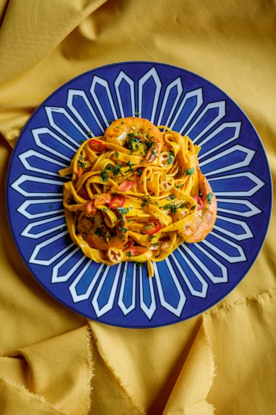 Tagliatelle met romige cajungarnalen