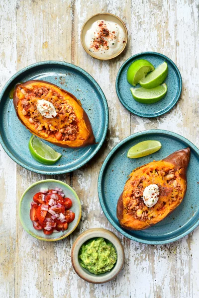 Gevulde zoete aardappelen