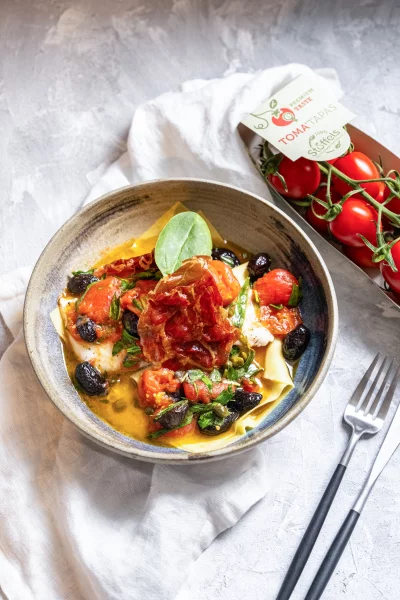 Open lasagne van schelvis en spinazie