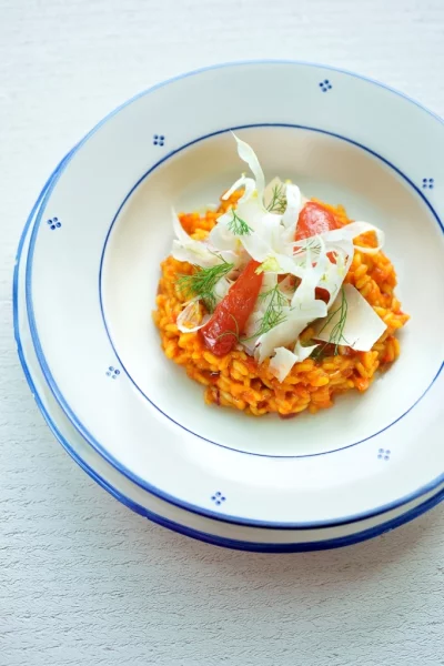 Tomatenrisotto met venkel en saffraan