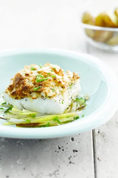 Viscrumble met amandelen