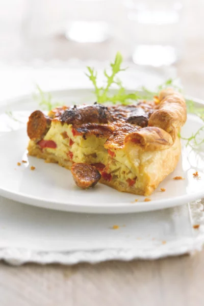 Quiche met merguezworstjes en paprika