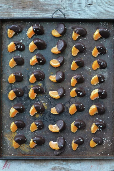 Mandarijntjes met chocolade en grof zout