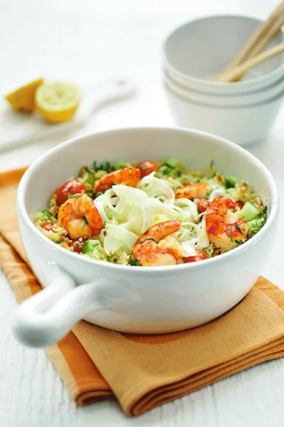 Taboulé met scampi en gemarineerde venkel