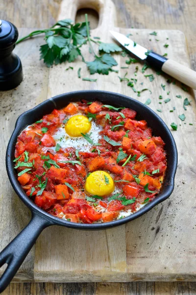 Shakshuka met zoete aardappel