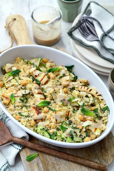 Bulgursalade met gegrilde halloumi